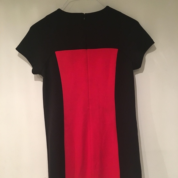 Michael Kors Red Two Toned Colorblock Dress Gold - Picture 3 of 5